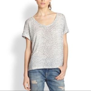 Joie Snow Leopard Print 100% Linen Top